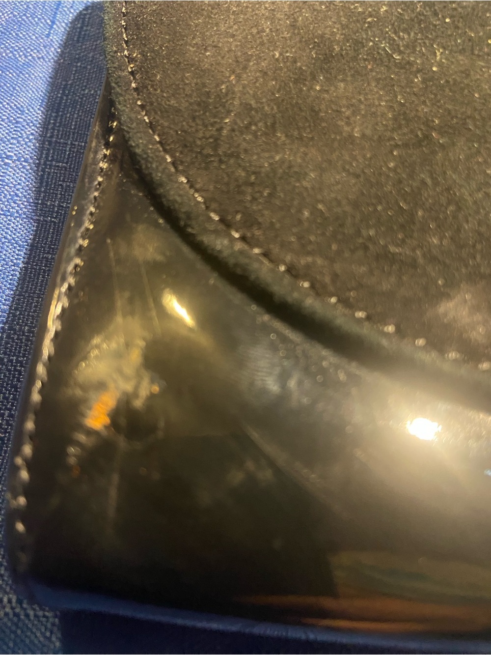 Aldo Black Suede Clutch with Gold Chain - Picture 2 of 4